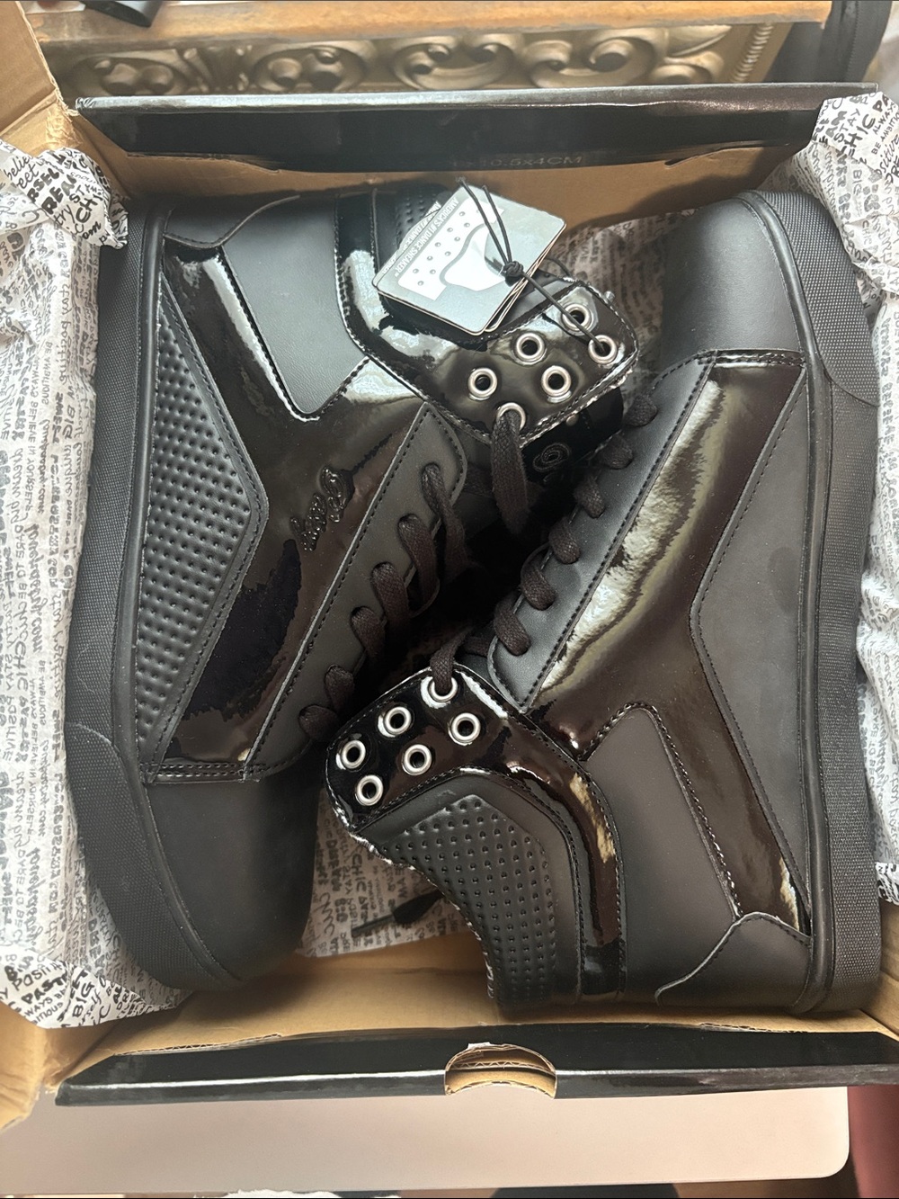 Pastry Women’s Black High-Top Sneakers with Patent Panels - Picture 5 of 7